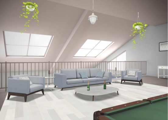 Loft Living Room  Design Rendering