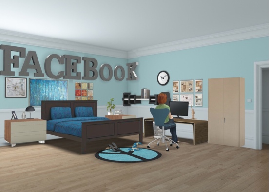 Facebook fan bedroom Design Rendering