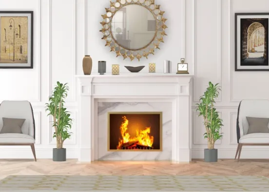 fireplace decor Design Rendering