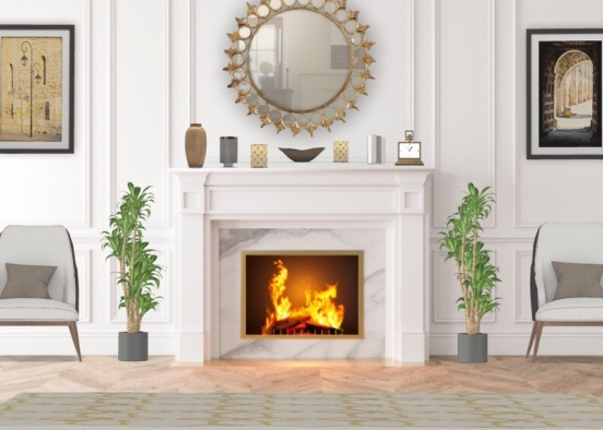 fireplace decor Design Rendering