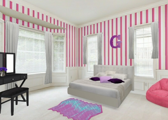 Teen girl bedroom Design Rendering