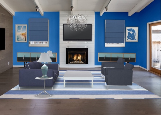 Blue Livingroom  Design Rendering