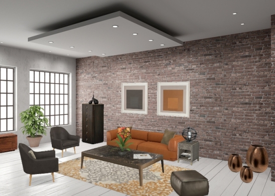 Homestyler orange is the new black livingroom Design Rendering