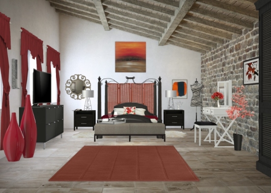 Chambre rouge Design Rendering