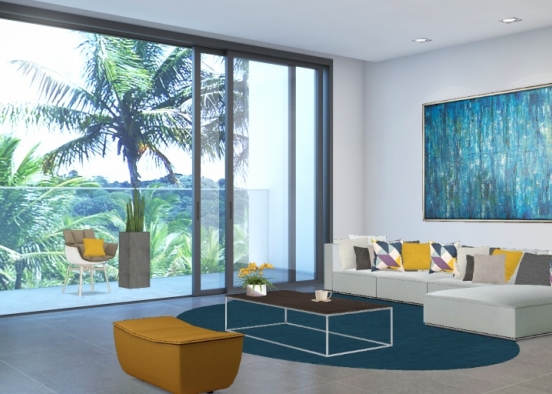 Colourful Living Room  Design Rendering
