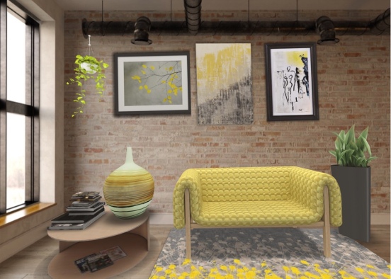 brick wall living room  Design Rendering