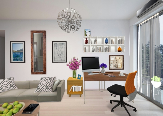 Living-Oficina Design Rendering