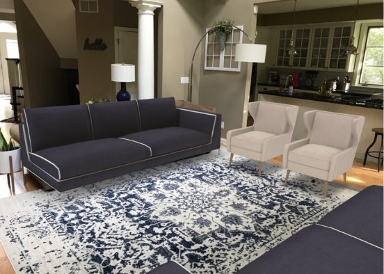Darker Blue couch. White armchair 2 Design Rendering