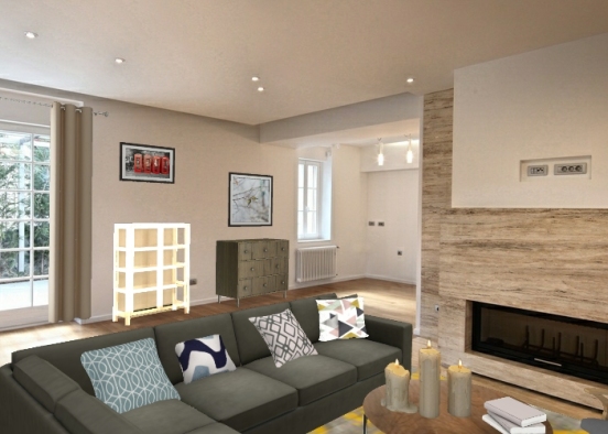 Modern living roomm Design Rendering