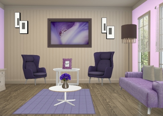 Lilac living room Design Rendering