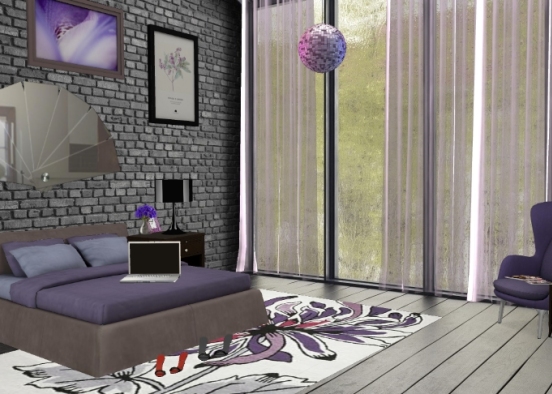 Bedroom purple 💜🖤 Design Rendering
