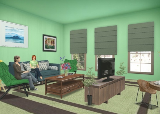 Eco Green Family Room Design Rendering