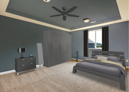 plain bed room Design Rendering