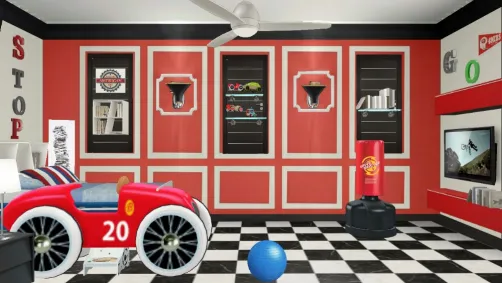 Perfect race car room for  little boys