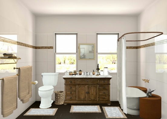 Brown and white bathroom Design Rendering