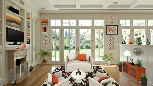 Orange & Black Family Room