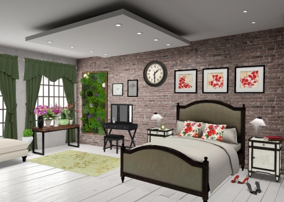 Botanical bedroom  Design Rendering