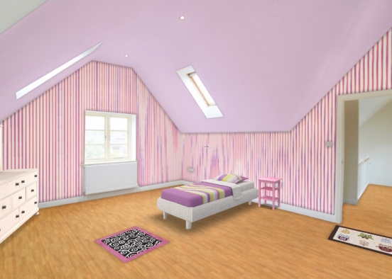 pink Kids room Design Rendering