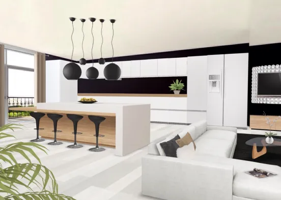 Kitchen & living room 💕 Design Rendering
