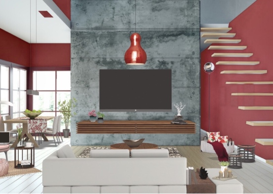 living room dining room redy  Design Rendering
