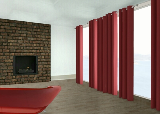 Salon moderne rouge  Design Rendering