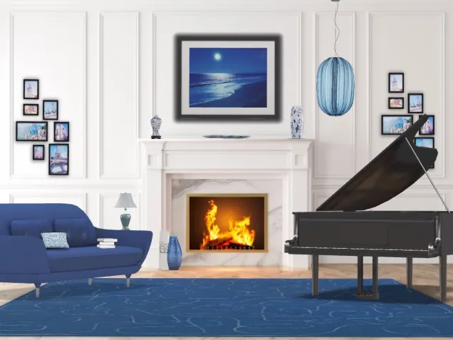 music room in blue