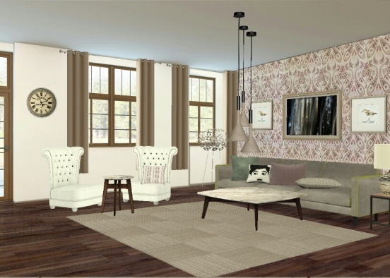 English Living Room  Design Rendering