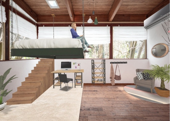 cute sodden cottage, bedroom Design Rendering