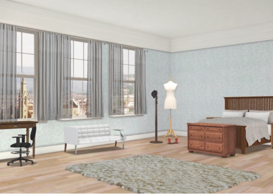 Very glam countryside bedroom 💚 Design Rendering