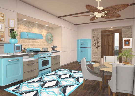 Baby blue dream kitchen. Design Rendering
