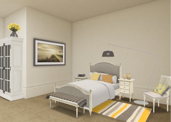 Minimalist accent bedroom. Design Rendering