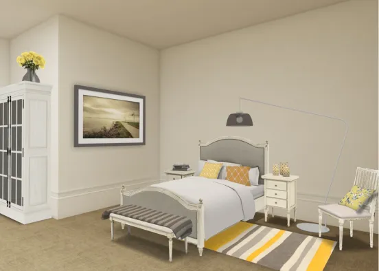 Minimalist accent bedroom. Design Rendering