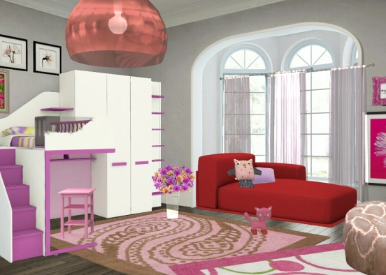 Pink little girl's room Design Rendering