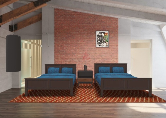 the brick bedroom Design Rendering