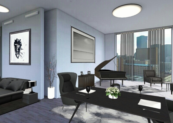 Hotel Room with a Dining Design Rendering