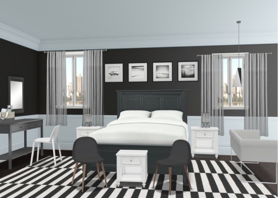 Black and white bedroom Design Rendering