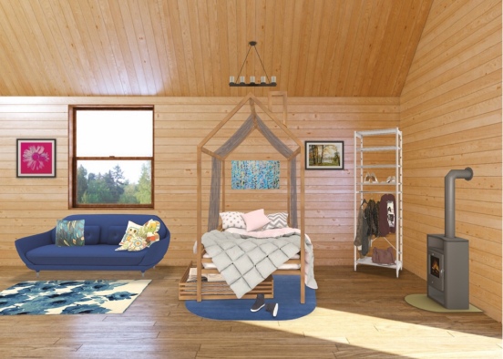 A Cabin Den. Design Rendering