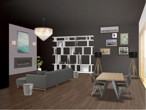 Modern living room and dining room