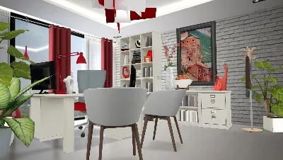 Red & White Office