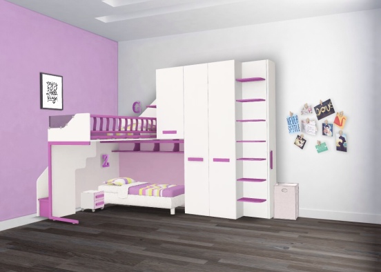 Purple kids room  Design Rendering