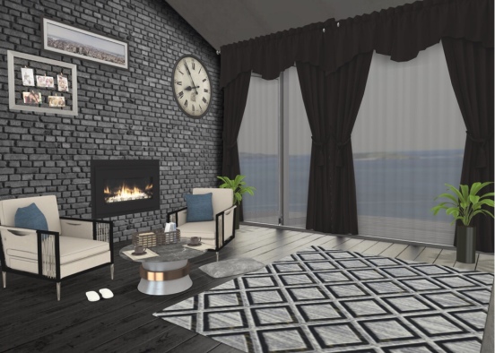 Pretty Grey Room Design Rendering
