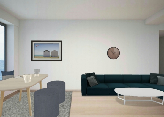 Modern Open Concept Dinning/Living Area Design Rendering