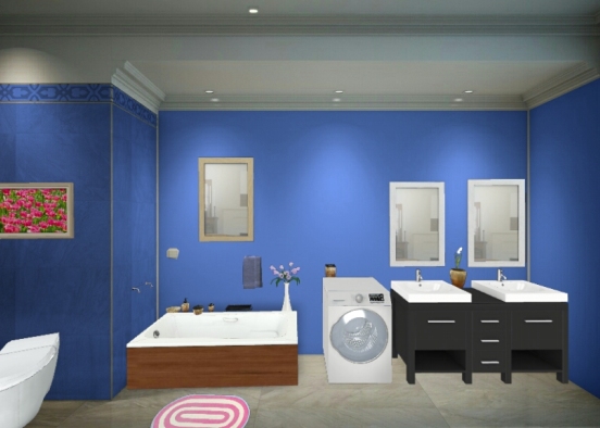 Salle de bain bleu Design Rendering