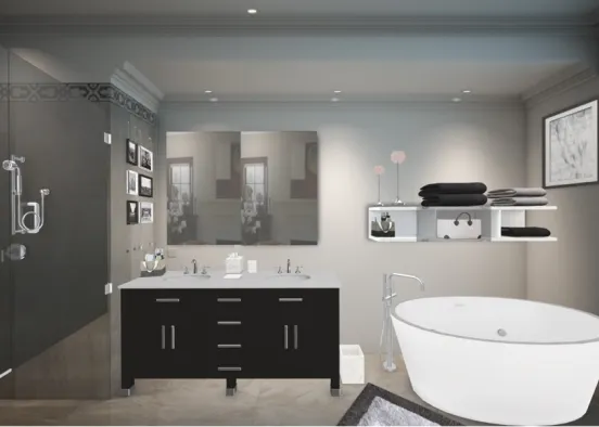 Black & White Bathroom Design Rendering