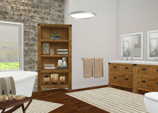 Wood & White Bathroom Design Rendering