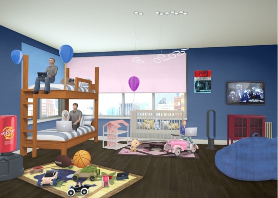 one girl and 2 boys sharing room 😬😵 Design Rendering