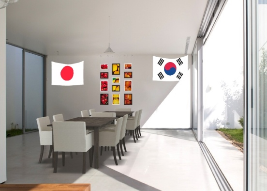 Modern white dining room Design Rendering