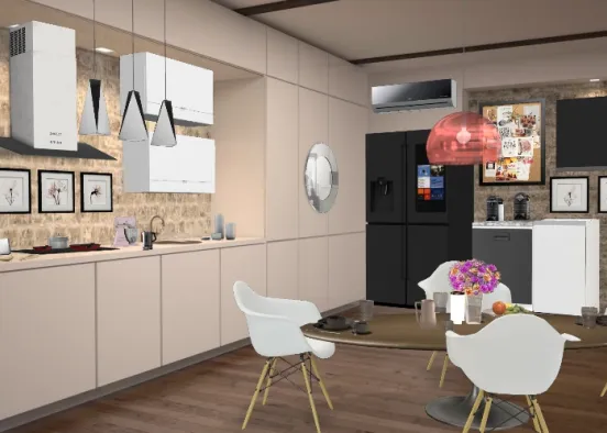 Mini_kitchen And Dining Room💖 Paris Design Rendering