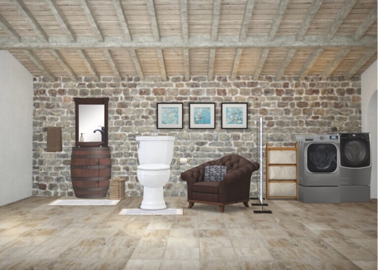 Small powder room (farmhouse) Design Rendering