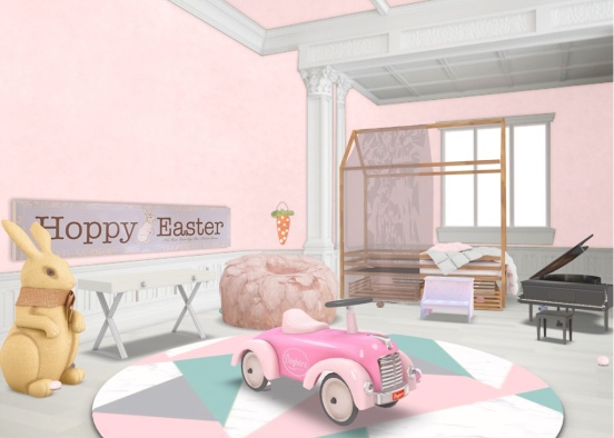 Kids Easter Playroom/Bedroom Design Rendering
